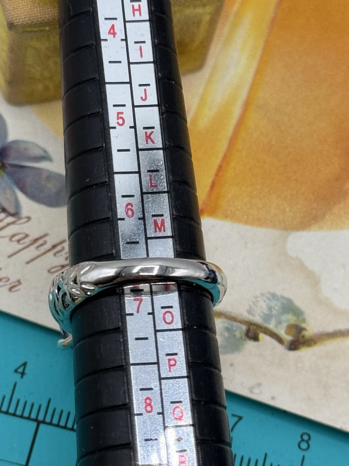 Sterling Silver Rainbow Stone RING Estate Find SOZE 6.75