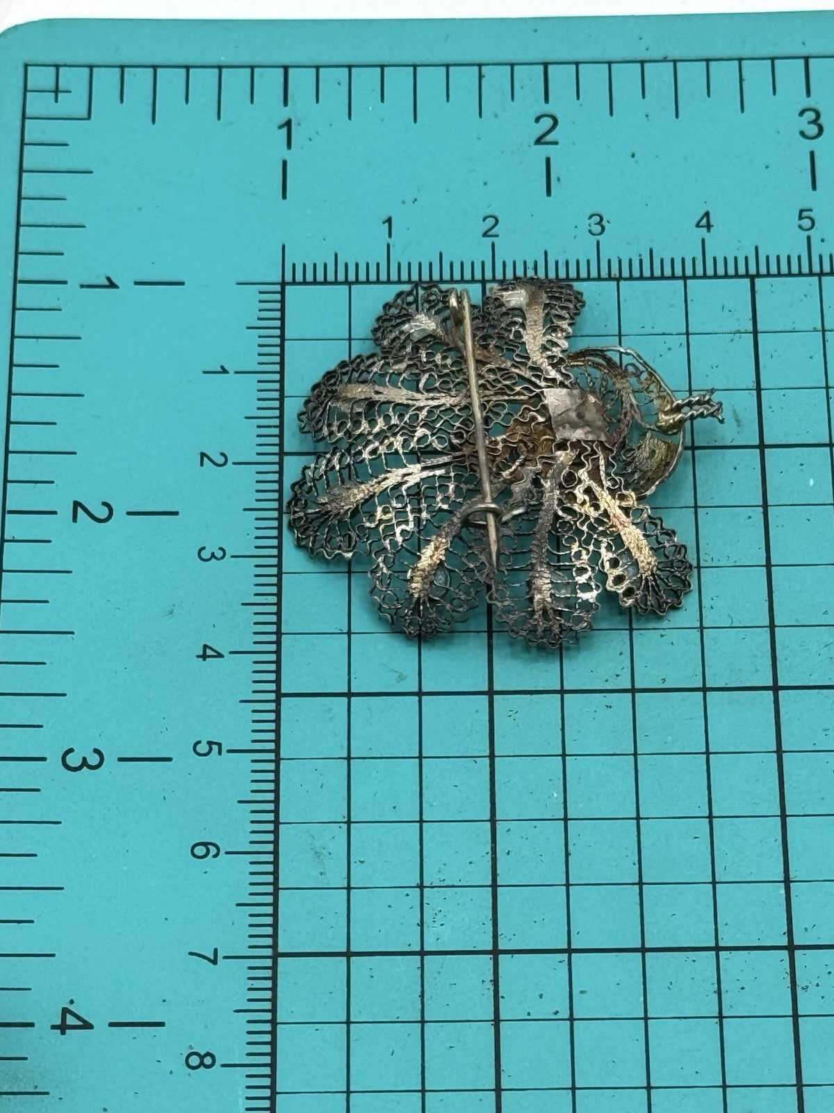 Antique SILVER Acid Tested Cannetille Brooch PEACOCK