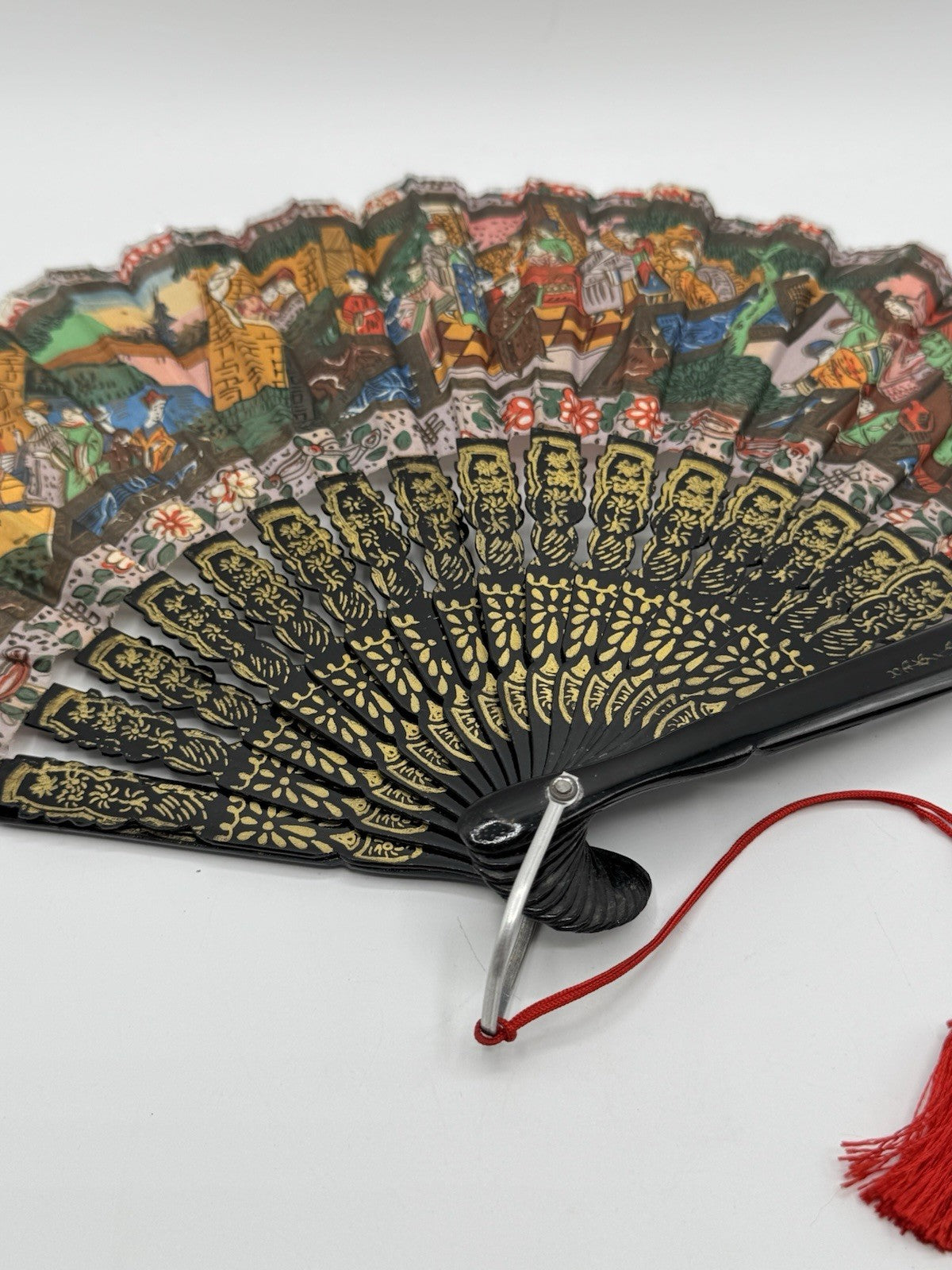 Vintage Japanese Hand Fan Closed 9” Open 16”