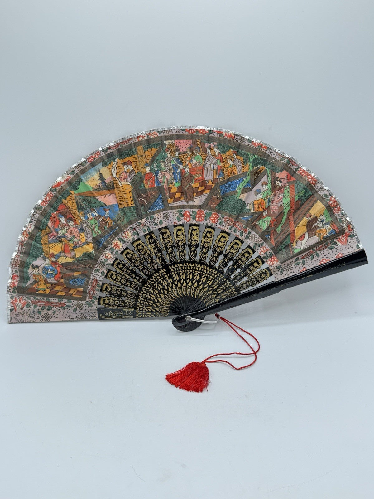 Vintage Japanese Hand Fan Closed 9” Open 16”