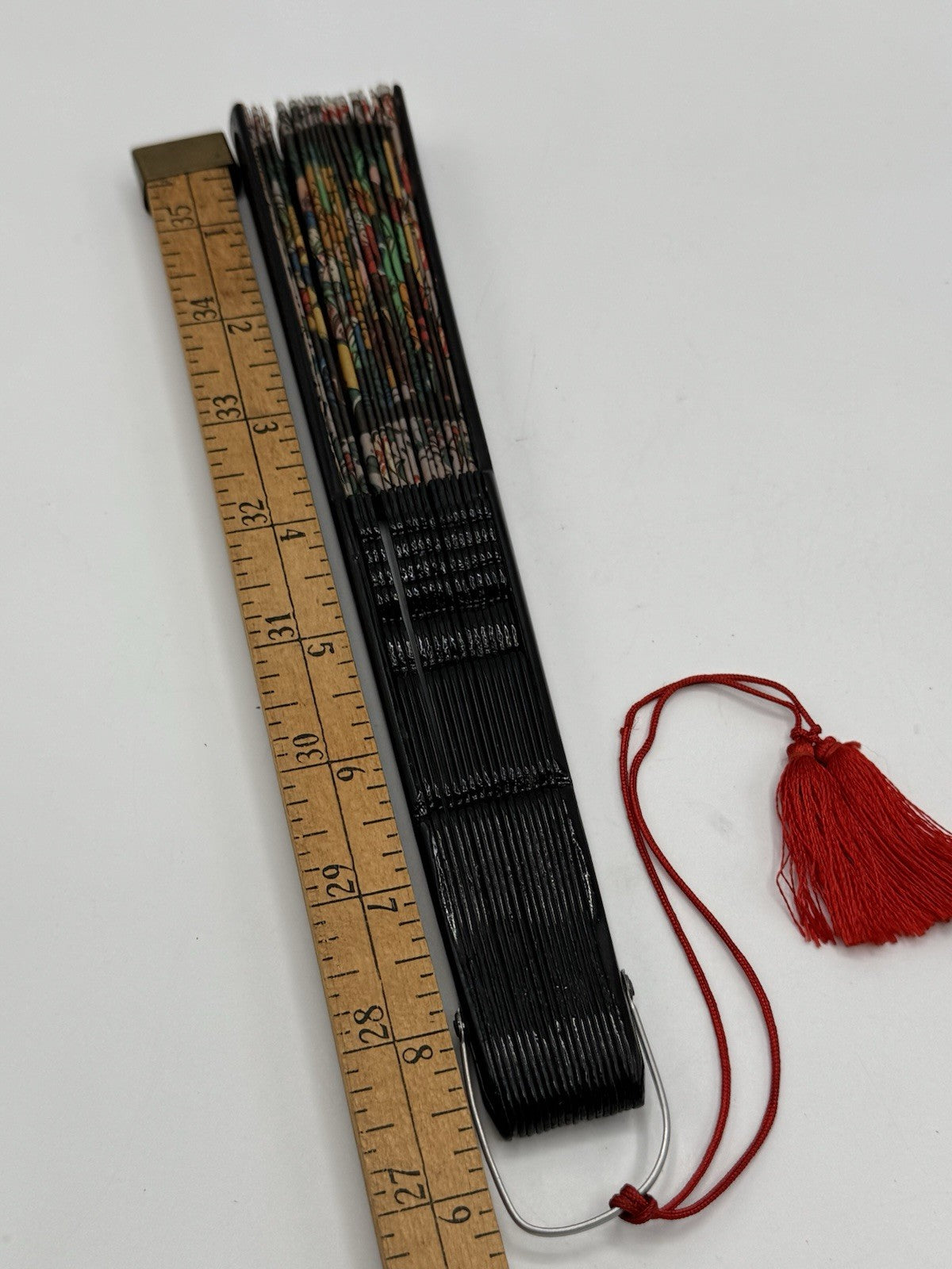 Vintage Japanese Hand Fan Closed 9” Open 16”
