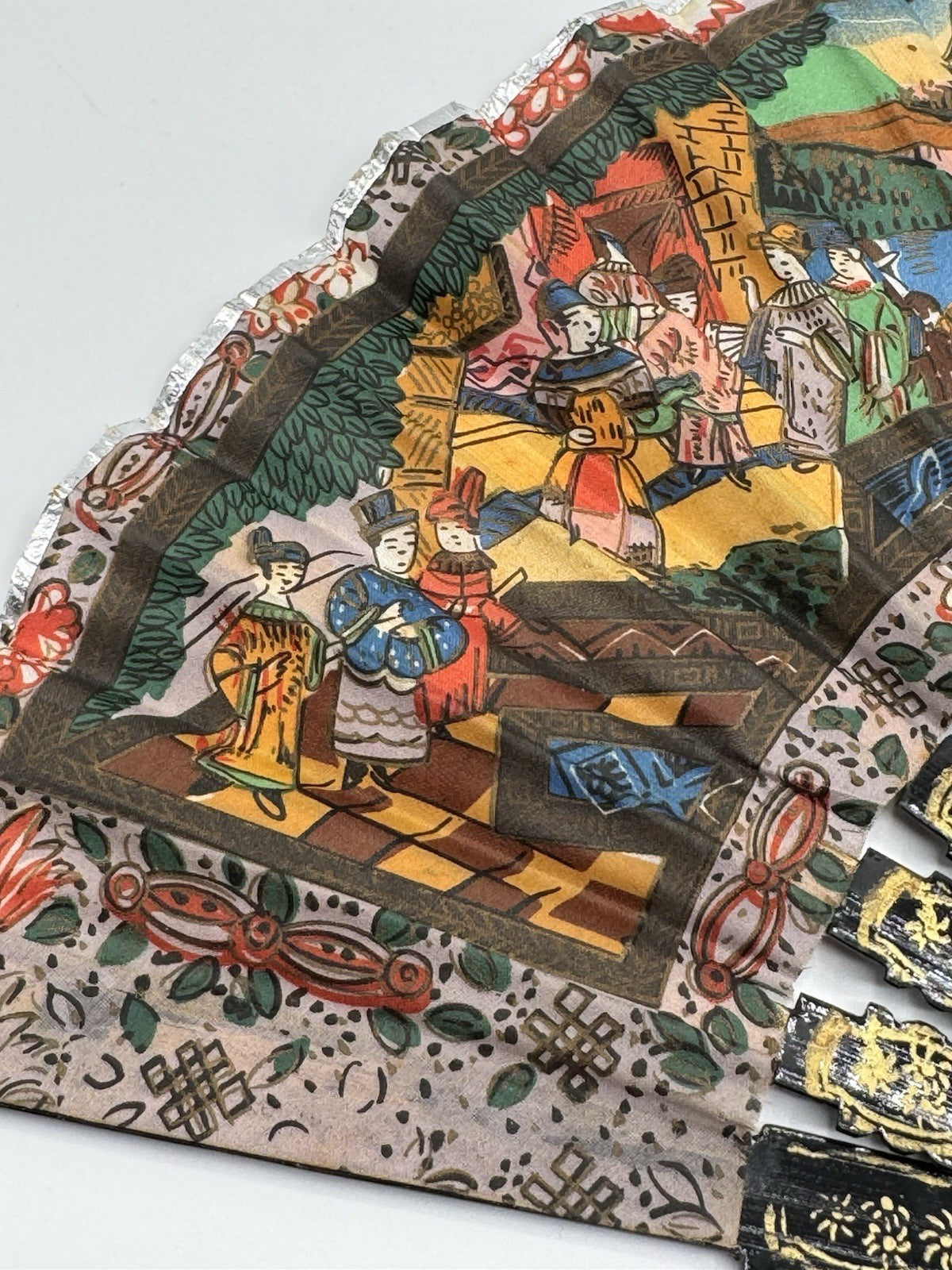 Vintage Japanese Hand Fan Closed 9” Open 16”