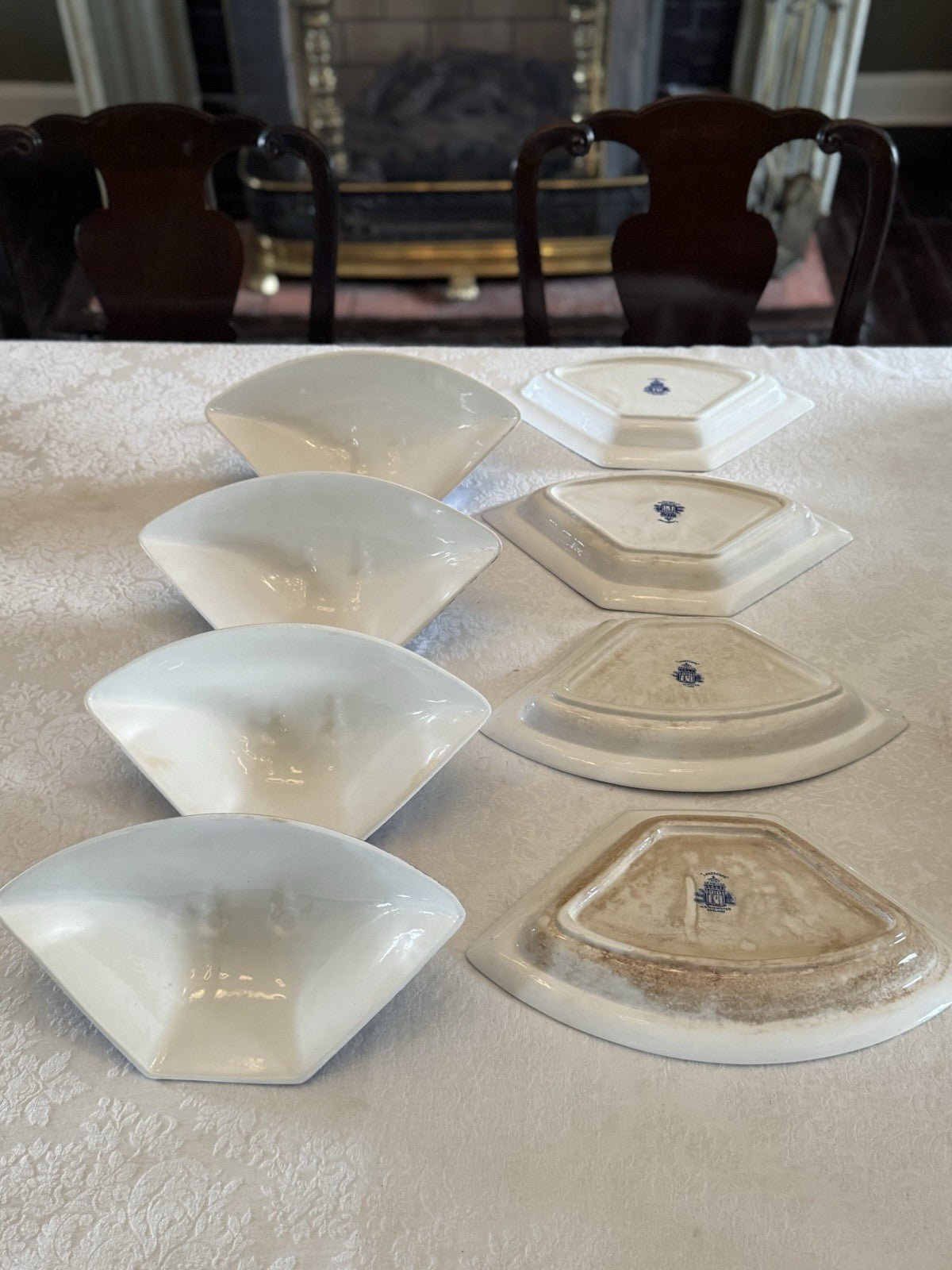 8 Piece CANTERBURY WR Midwinter ANTIQUE Serving Set Blue Transferware