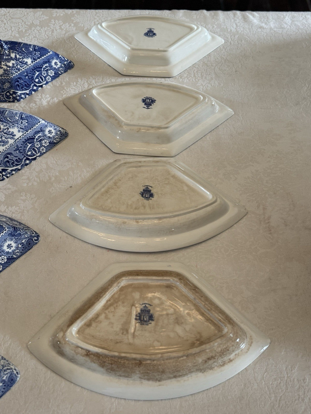 8 Piece CANTERBURY WR Midwinter ANTIQUE Serving Set Blue Transferware