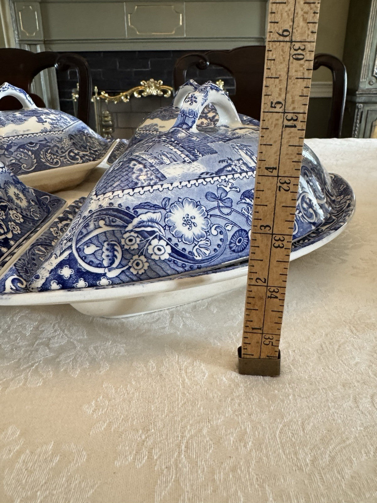 8 Piece CANTERBURY WR Midwinter ANTIQUE Serving Set Blue Transferware