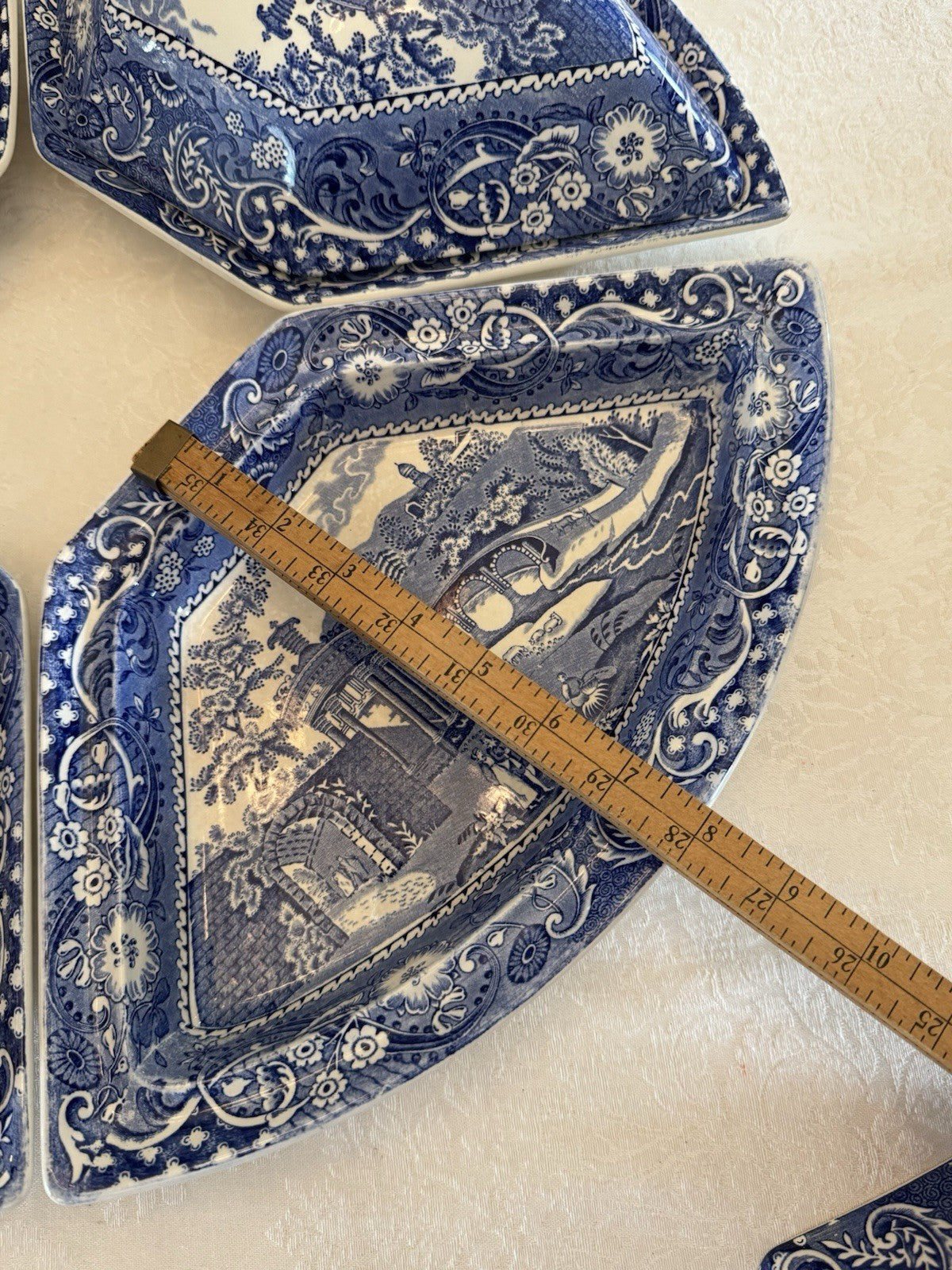 8 Piece CANTERBURY WR Midwinter ANTIQUE Serving Set Blue Transferware