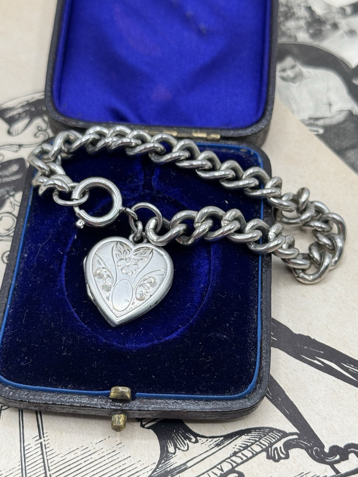 Vintage Silverplate Bracelet With Heart Locket