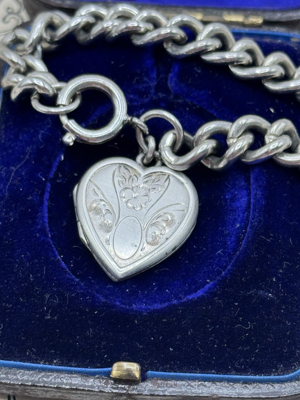 Vintage Silverplate Bracelet With Heart Locket