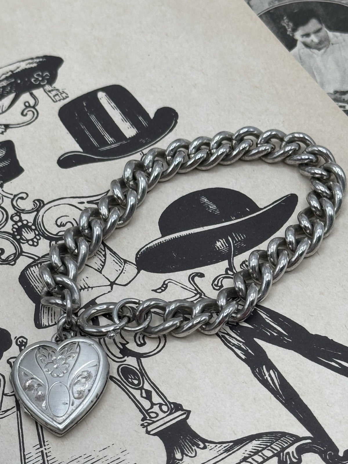 Vintage Silverplate Bracelet With Heart Locket