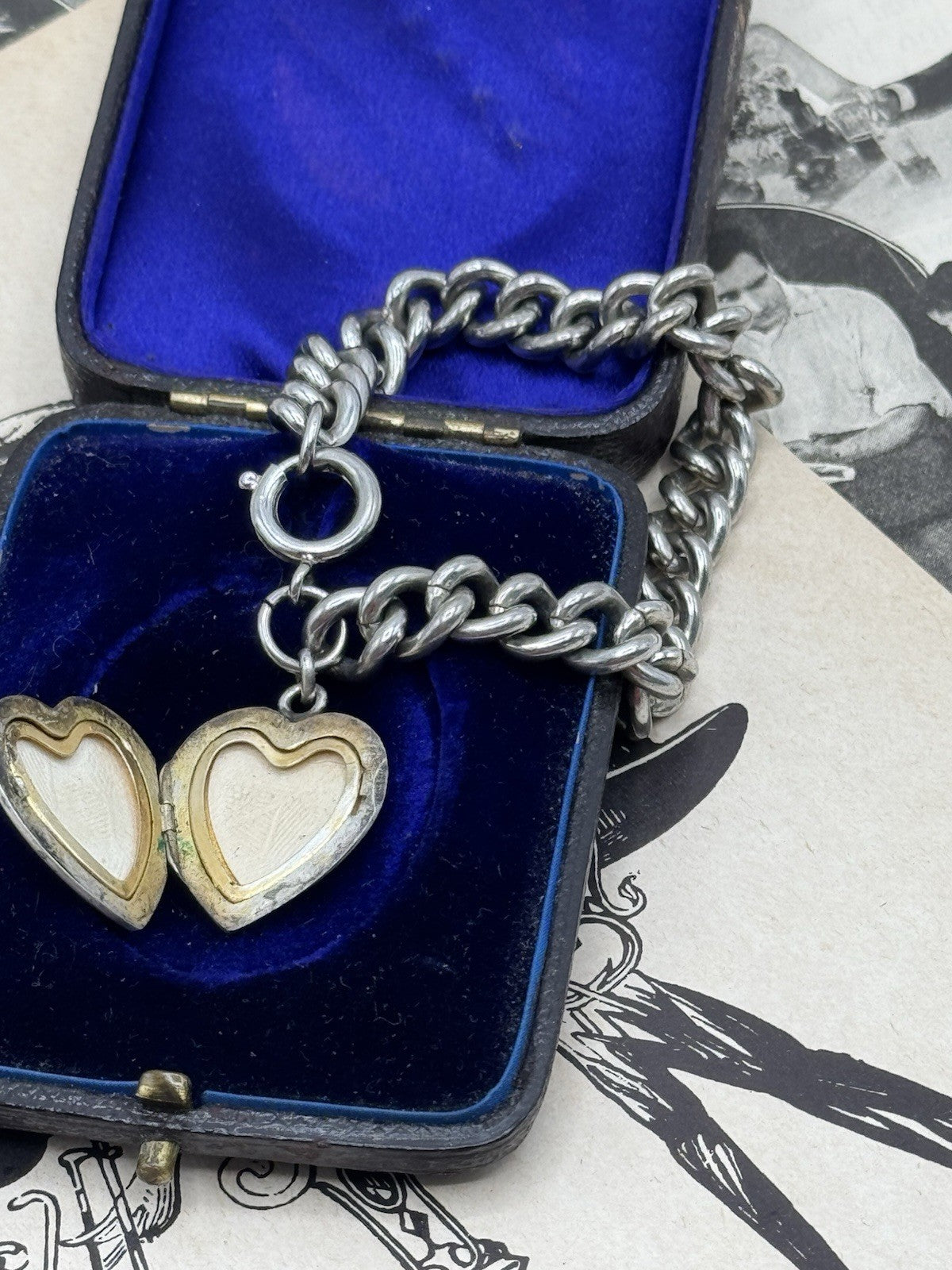 Vintage Silverplate Bracelet With Heart Locket