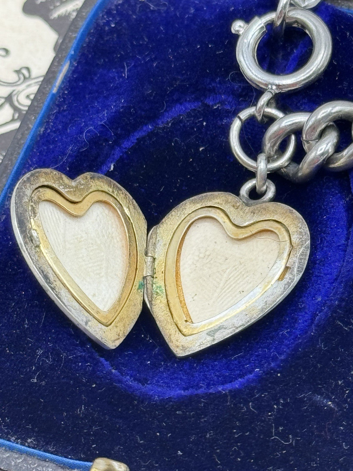 Vintage Silverplate Bracelet With Heart Locket