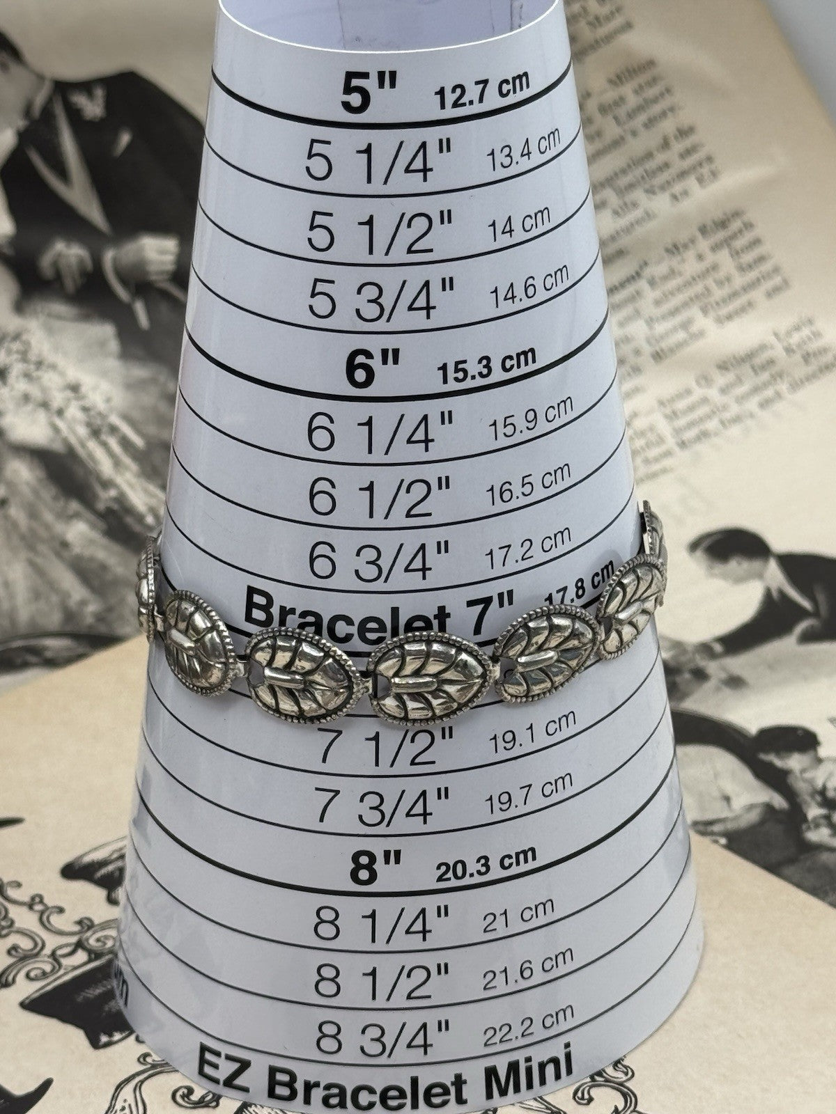 Vintage Sterling Signed Beau Embossed Leaf Detailed Designer Link Bracelet 7”