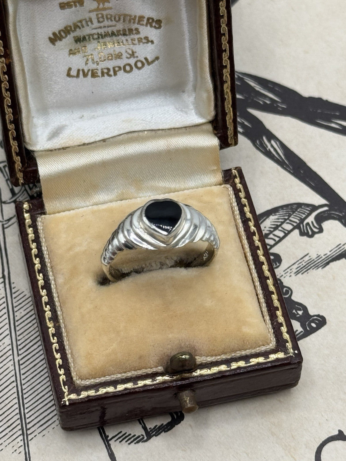 Sterling Silver BLACK ONYX Heart Ring Size 7.75