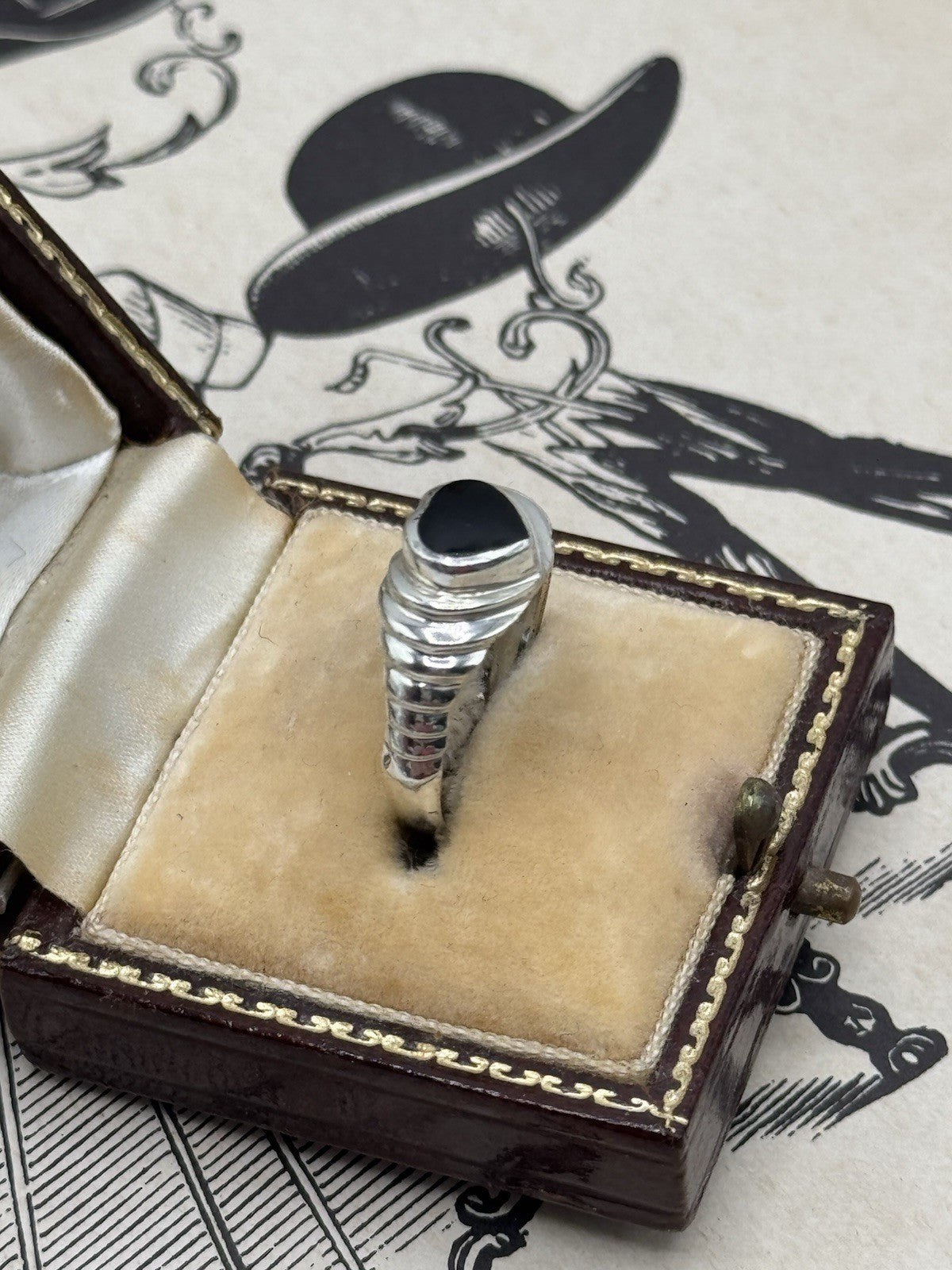 Sterling Silver BLACK ONYX Heart Ring Size 7.75