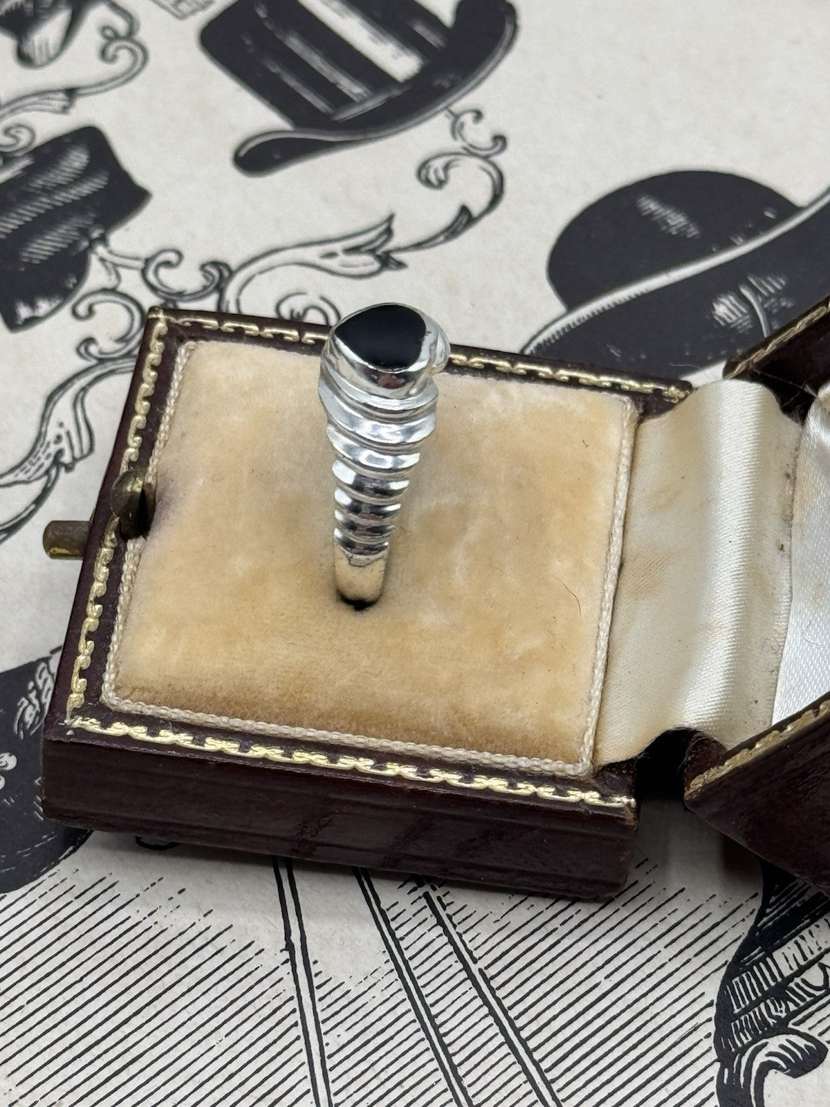 Sterling Silver BLACK ONYX Heart Ring Size 7.75