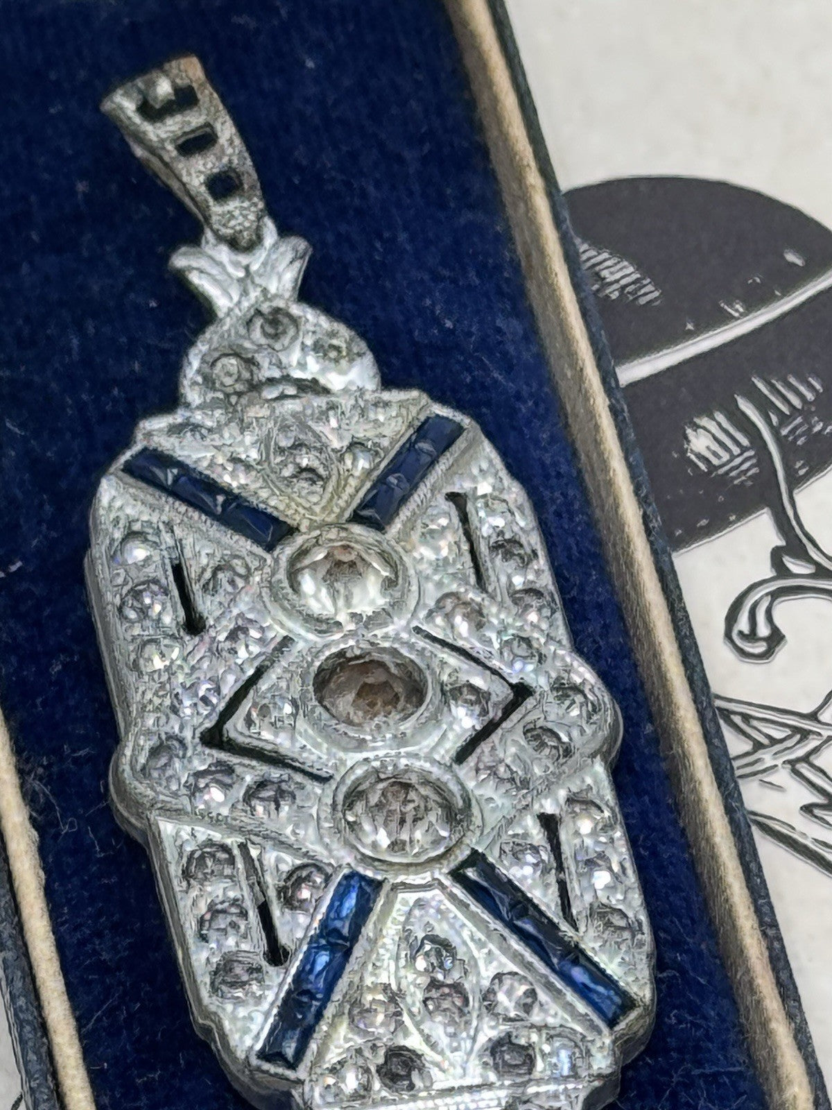 Art Deco Rhinestone Pendant Antique AS IS‼️