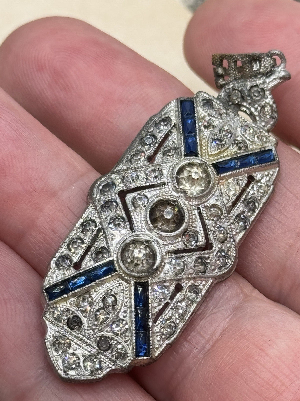 Art Deco Rhinestone Pendant Antique AS IS‼️