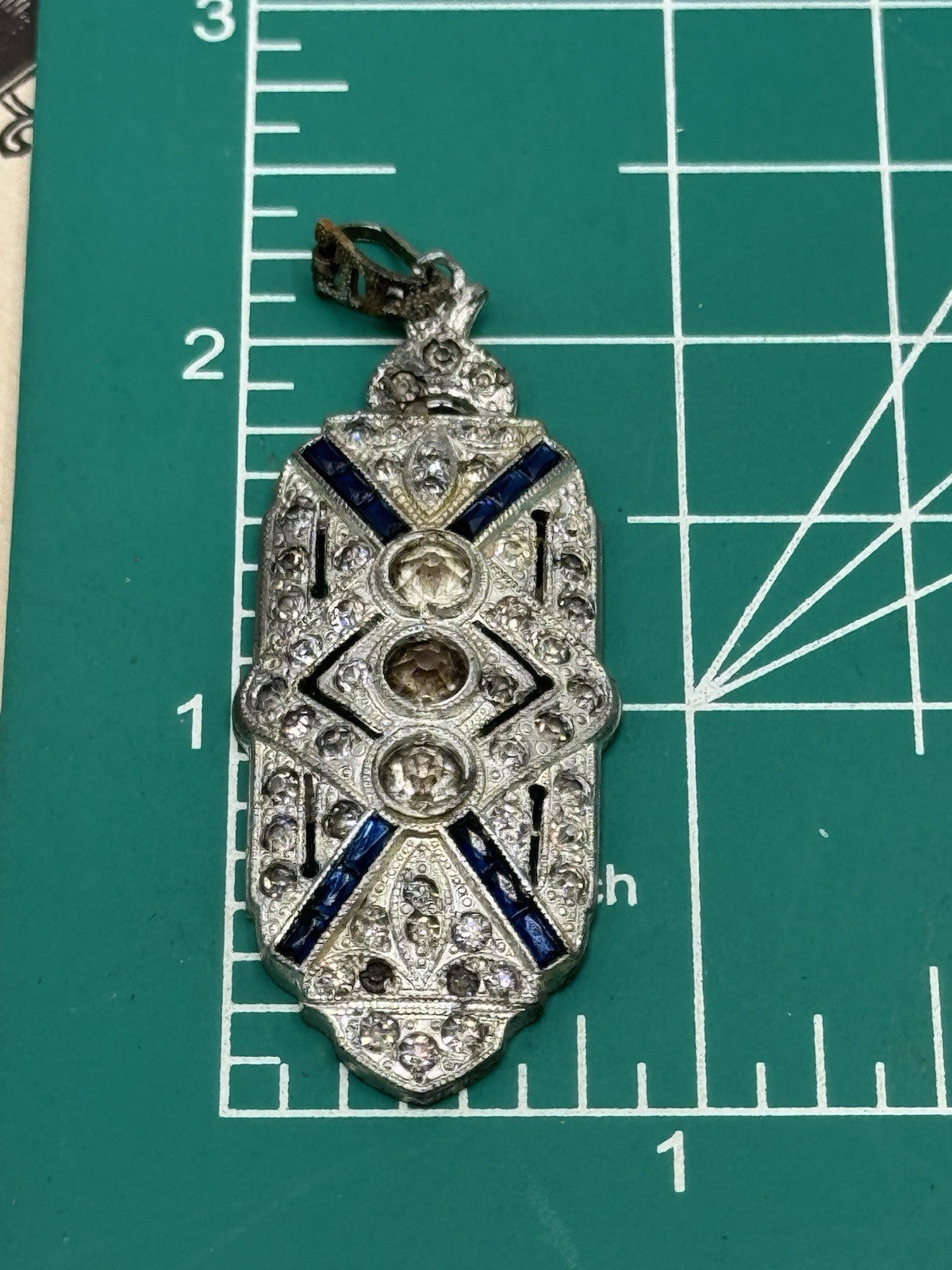 Art Deco Rhinestone Pendant Antique AS IS‼️