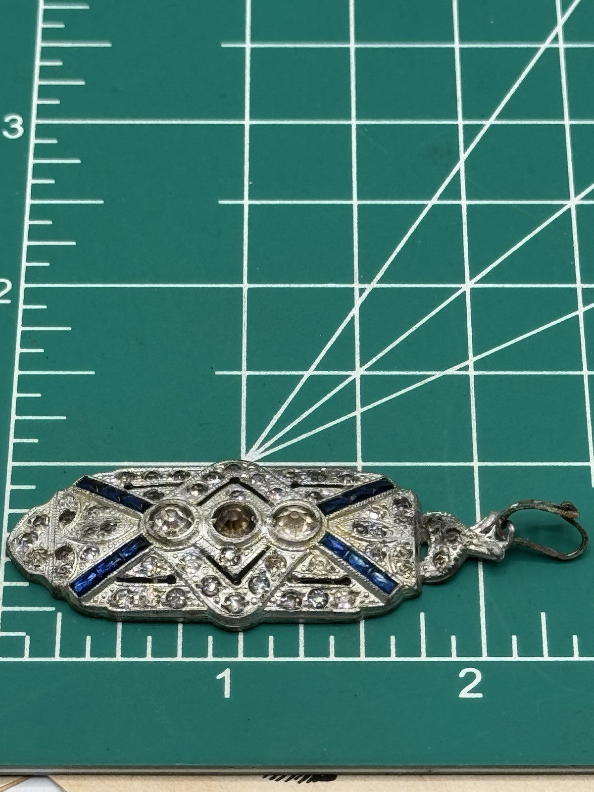 Art Deco Rhinestone Pendant Antique AS IS‼️