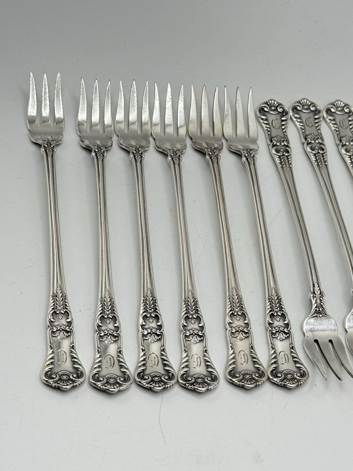Set of 12 ANTIQUE Cocktail Forks Gorham RICHMOND 1897 Monogram D RARE‼️