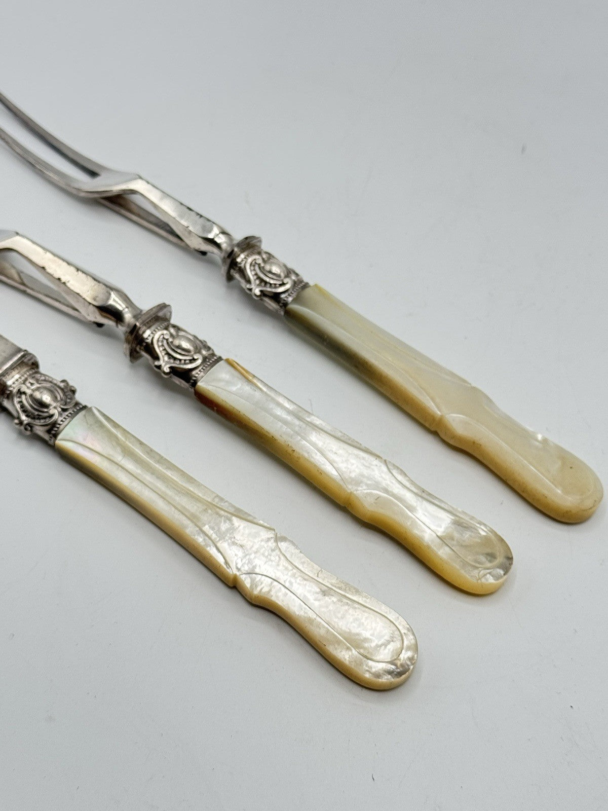MOP 3 Piece Meat Carving Set ANTIQUE Harrison Bros. & Howson Sheffield