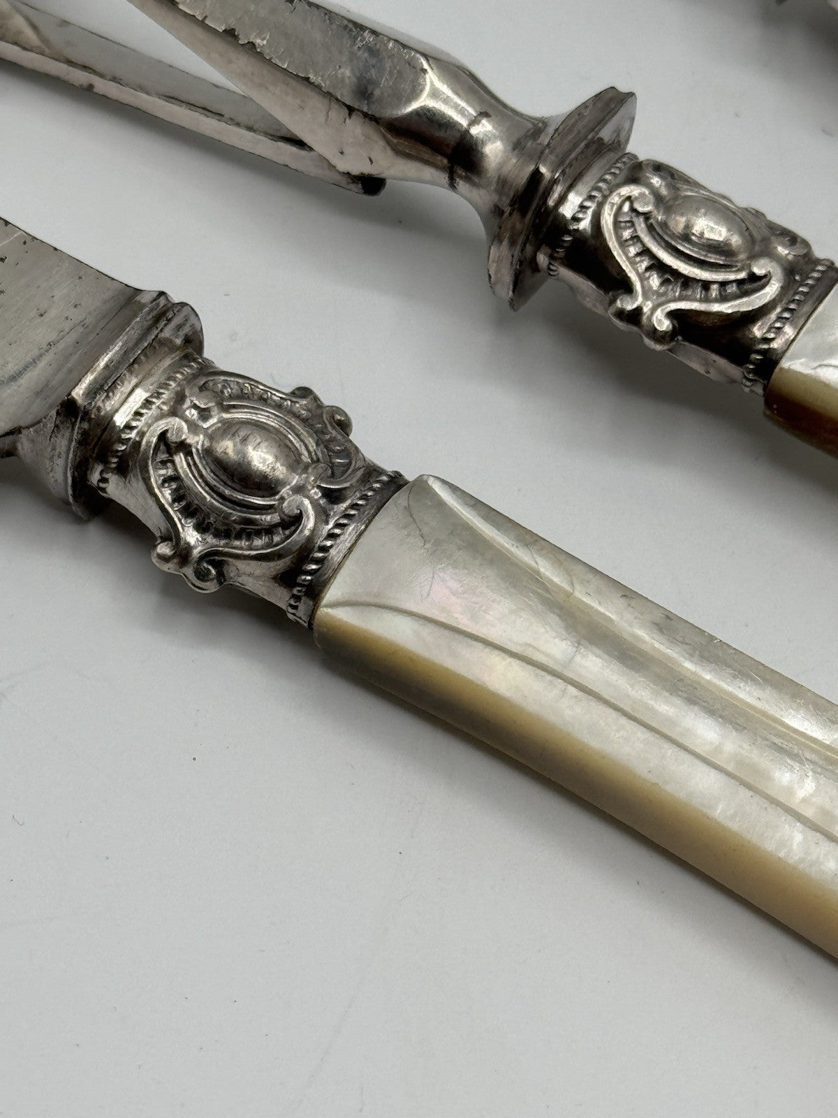 MOP 3 Piece Meat Carving Set ANTIQUE Harrison Bros. & Howson Sheffield
