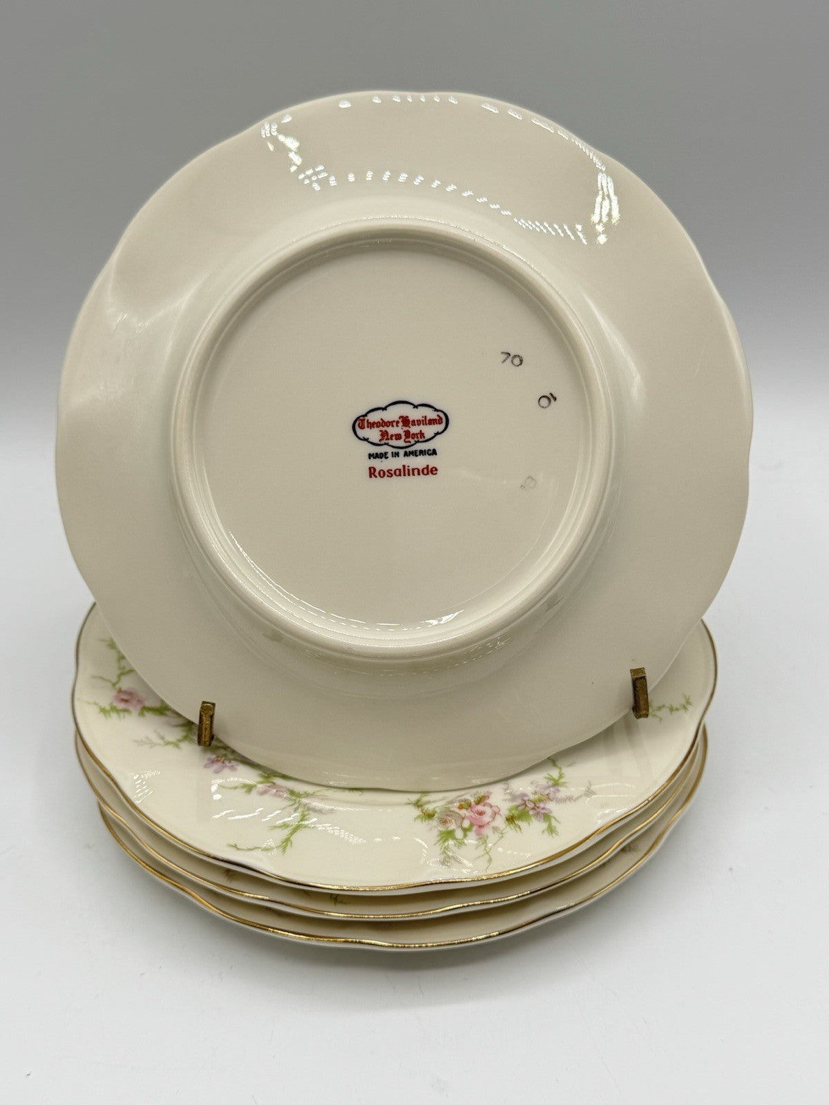 4 Haviland Porcelain Rosalinde New York Rosalinde 6 1/2" Bread & Butter Plates