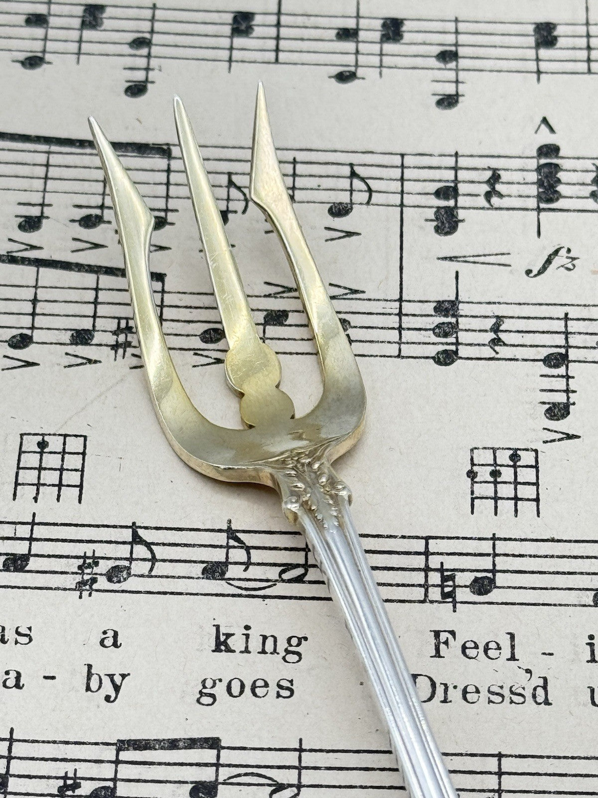 Antique Silverplate GORHAM Richmond 1897 Olive Fork Goldwash Monogram