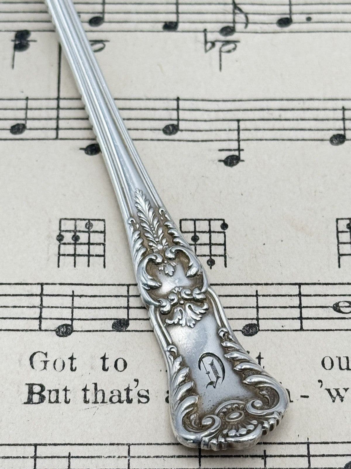 Antique Silverplate GORHAM Richmond 1897 Olive Fork Goldwash Monogram