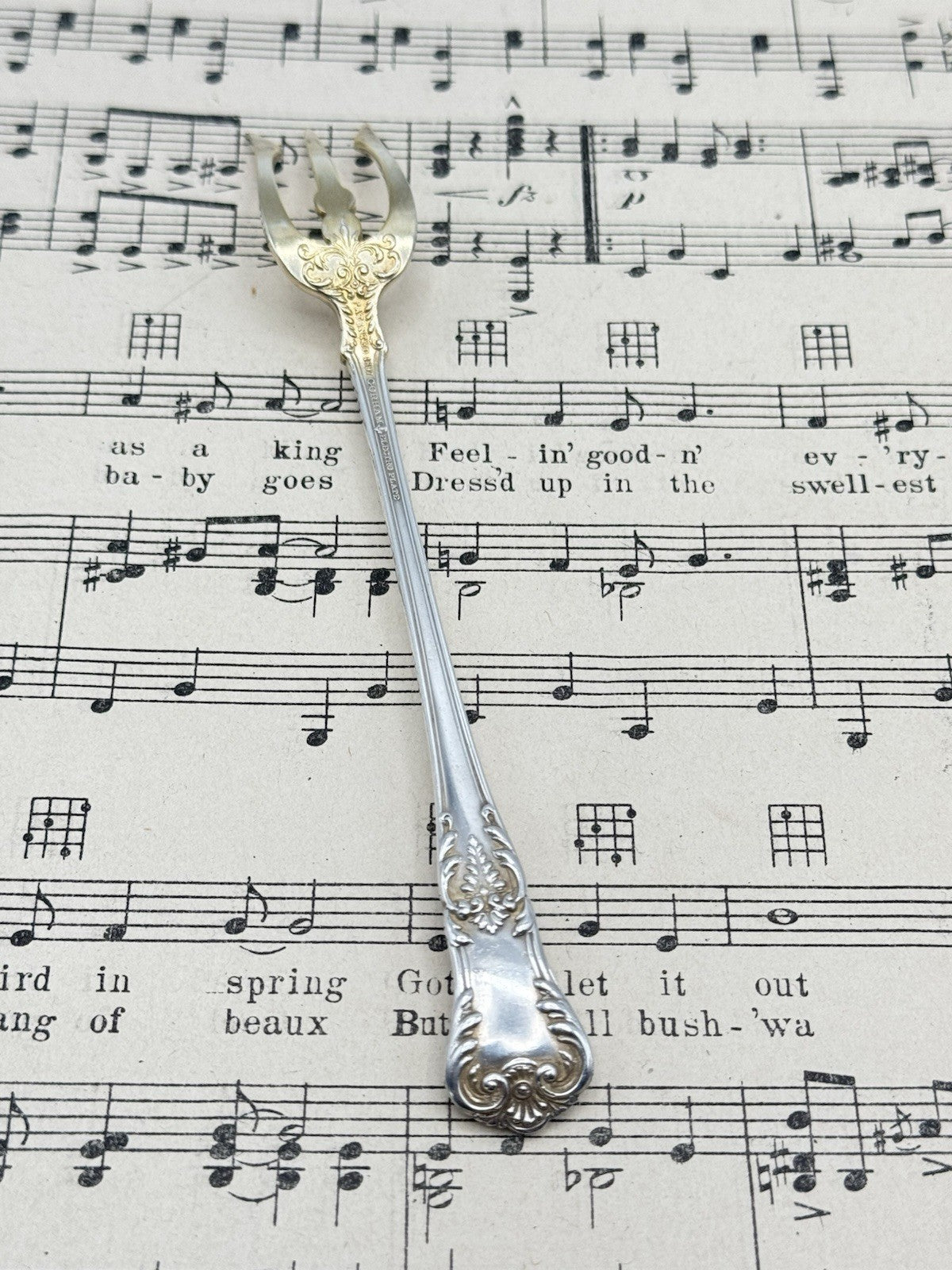 Antique Silverplate GORHAM Richmond 1897 Olive Fork Goldwash Monogram