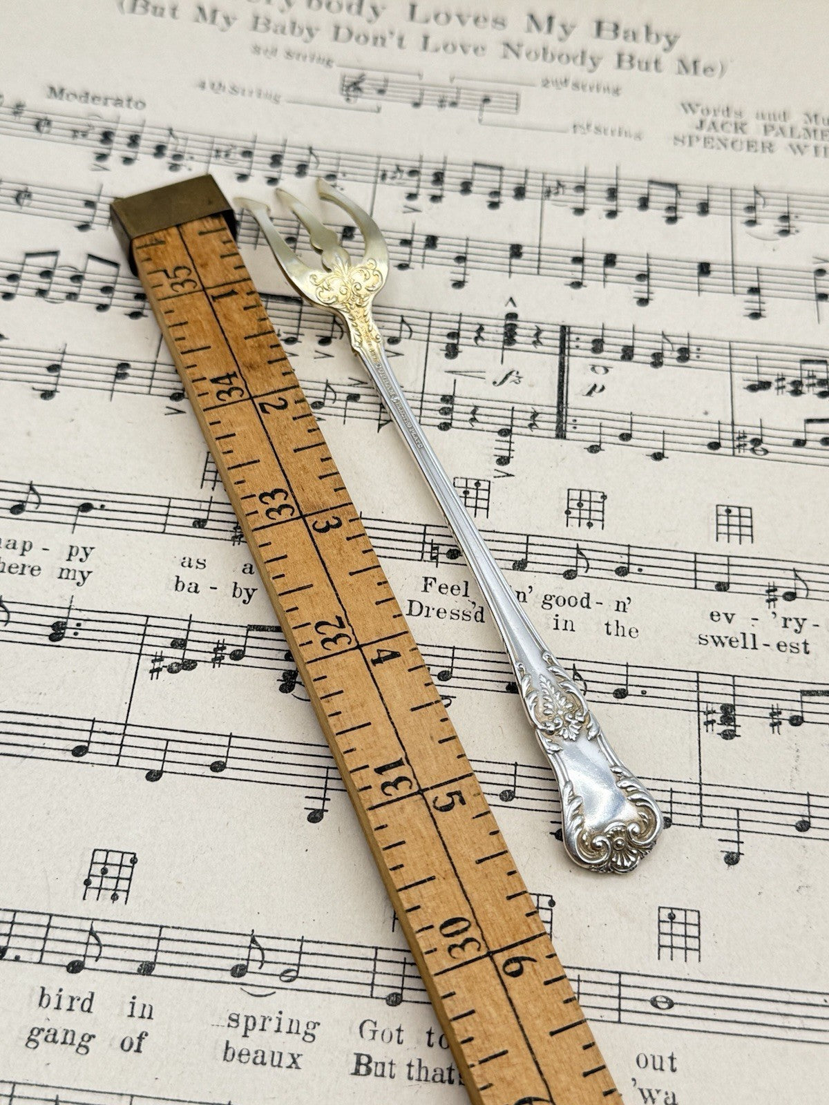 Antique Silverplate GORHAM Richmond 1897 Olive Fork Goldwash Monogram