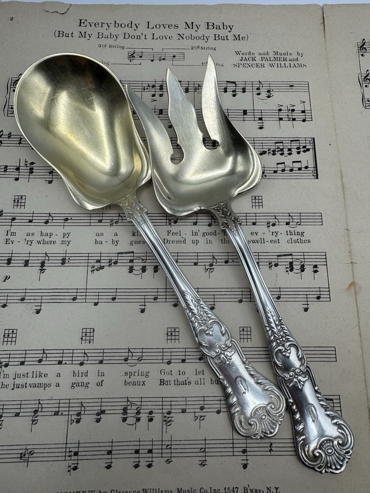 Antique Silverplate GORHAM Richmond 1897 Serving Set Fork & Spoon Goldwash