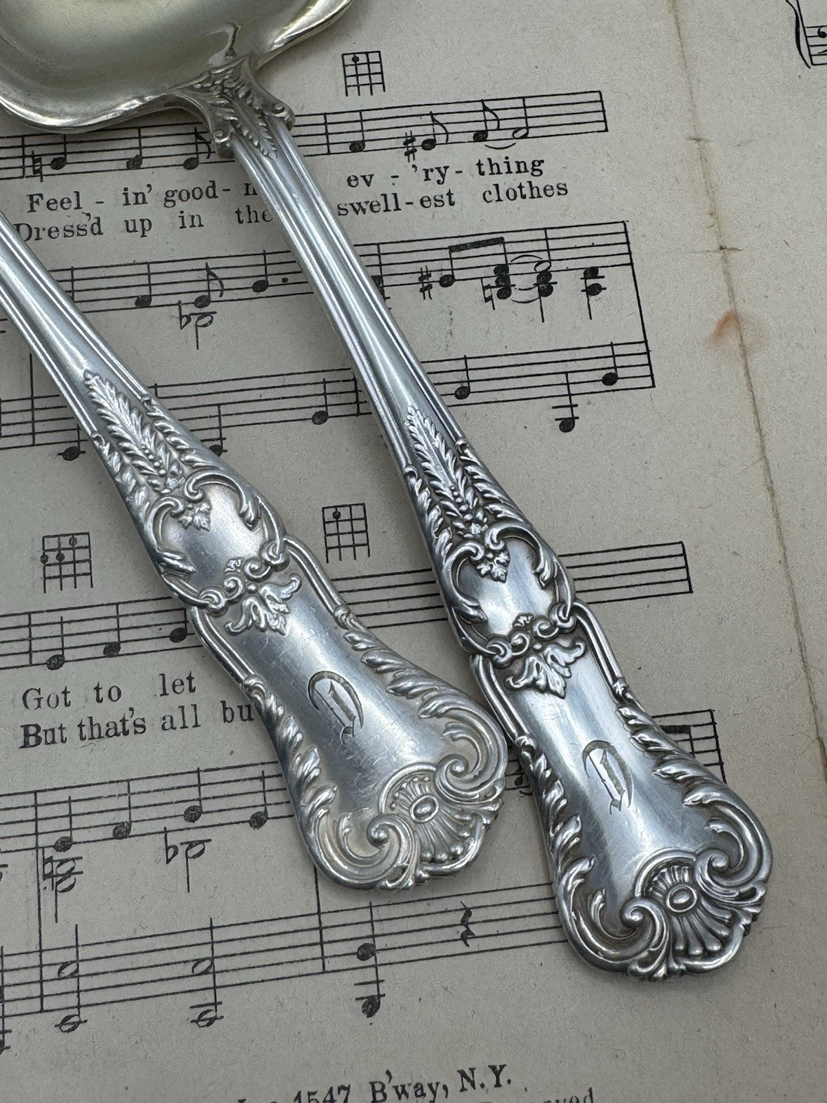 Antique Silverplate GORHAM Richmond 1897 Serving Set Fork & Spoon Goldwash