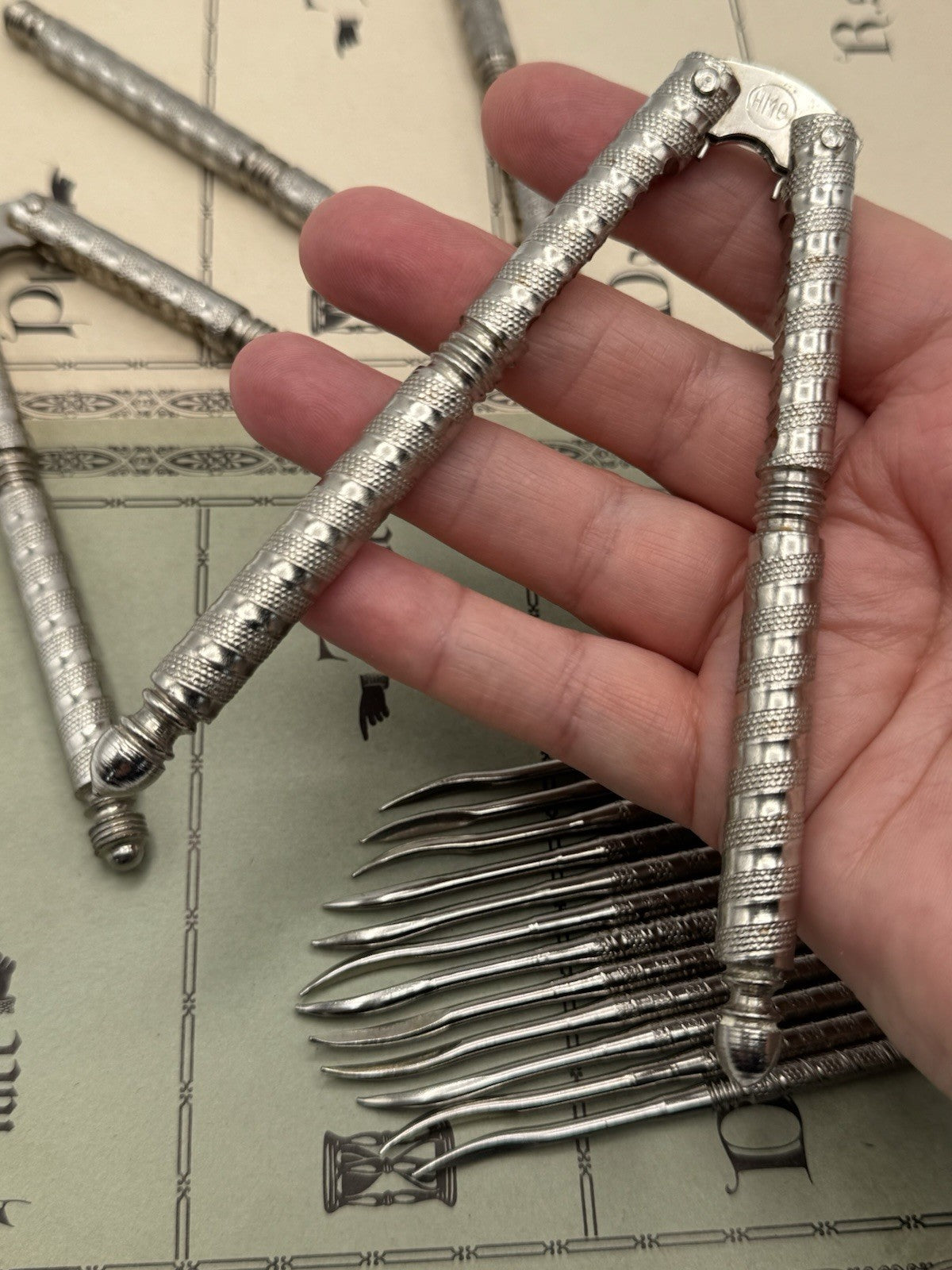 Vintage HMQ 3 Nutcracker & 12 Nutpick Set