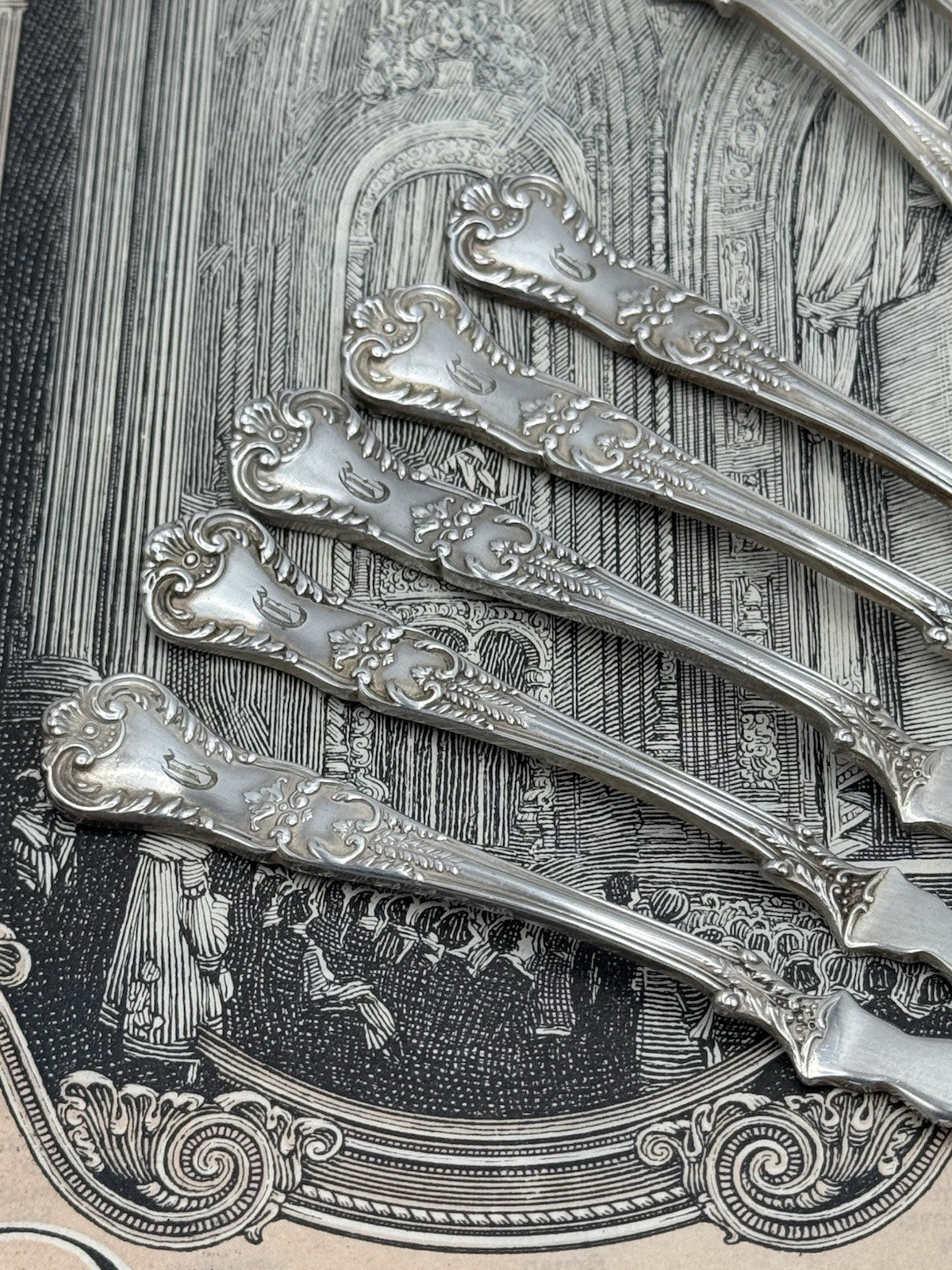 10 Antique Silverplate GORHAM Richmond 1897 Nut Picks Monogrammed RARE