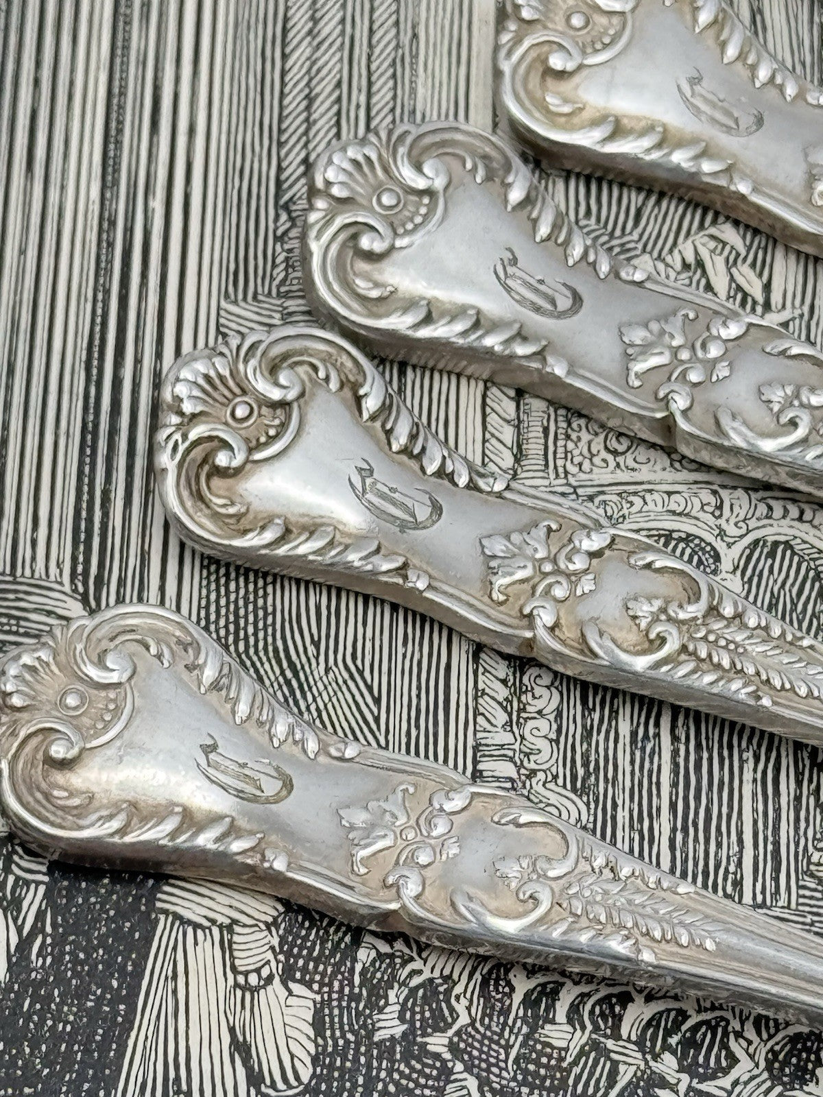 10 Antique Silverplate GORHAM Richmond 1897 Nut Picks Monogrammed RARE