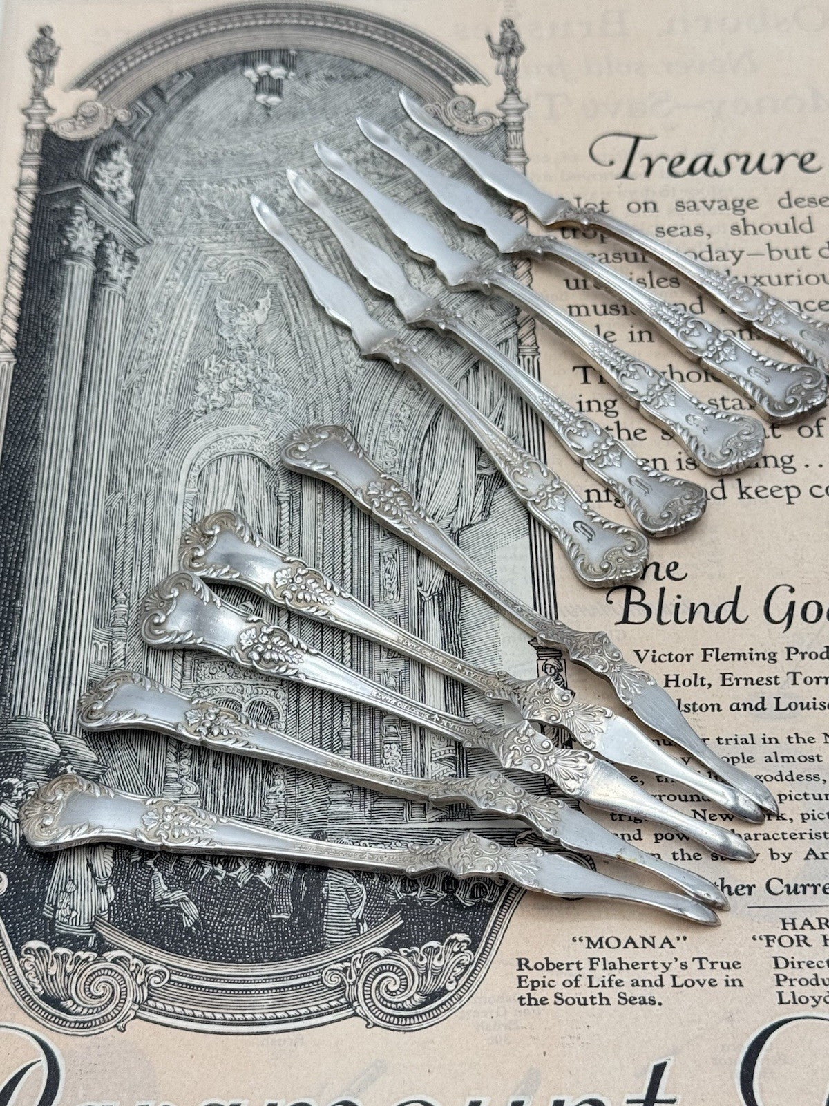 10 Antique Silverplate GORHAM Richmond 1897 Nut Picks Monogrammed RARE