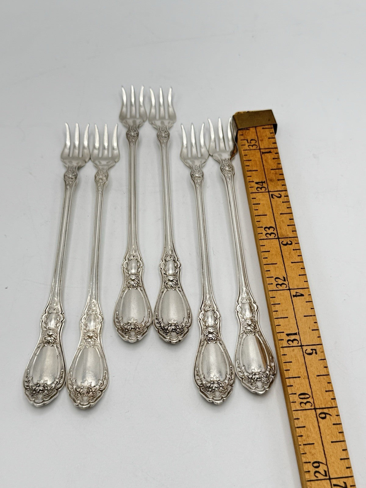 6 Antique Style Silverplate Cocktail Forks HERITAGE 1953Pattern 1847 Rogers Bros