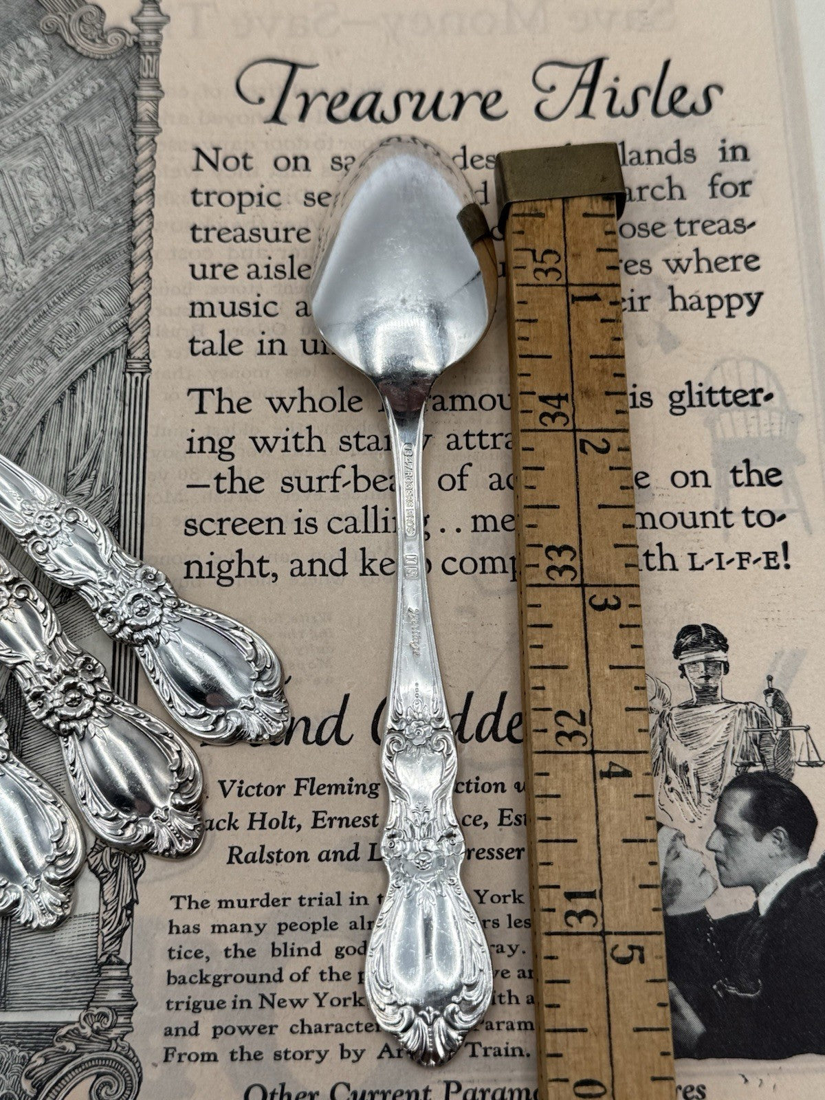 6 Antique Style Silverplate Tea Spoons HERITAGE 1953 Pattern 1847 Rogers Bros