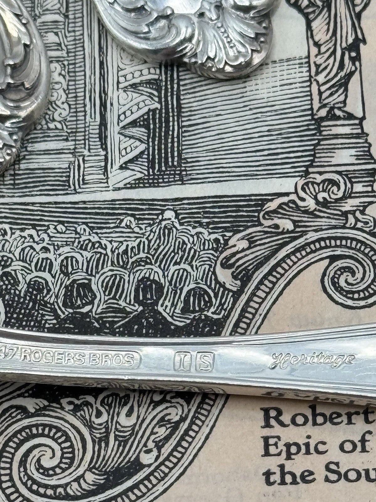6 Antique Style Silverplate Tea Spoons HERITAGE 1953 Pattern 1847 Rogers Bros