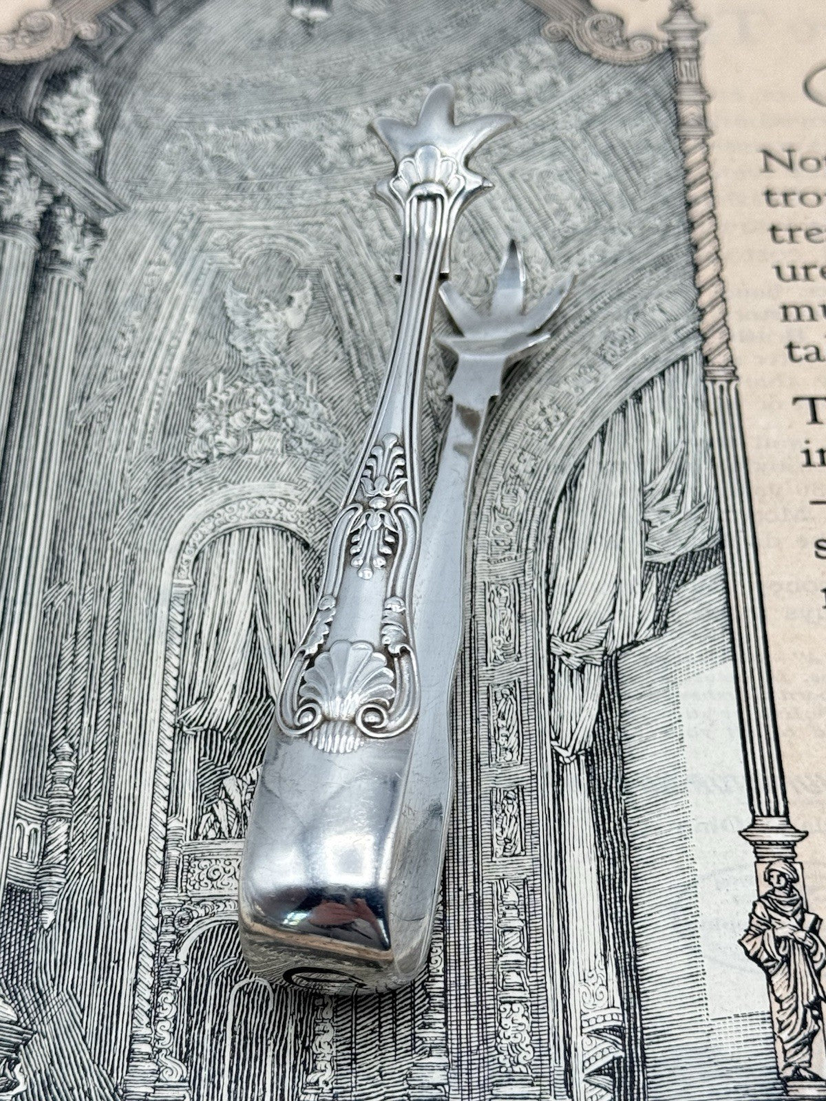 Vintage Silverplate Shell Motif Sugar Tongs GORHAM Monogram D