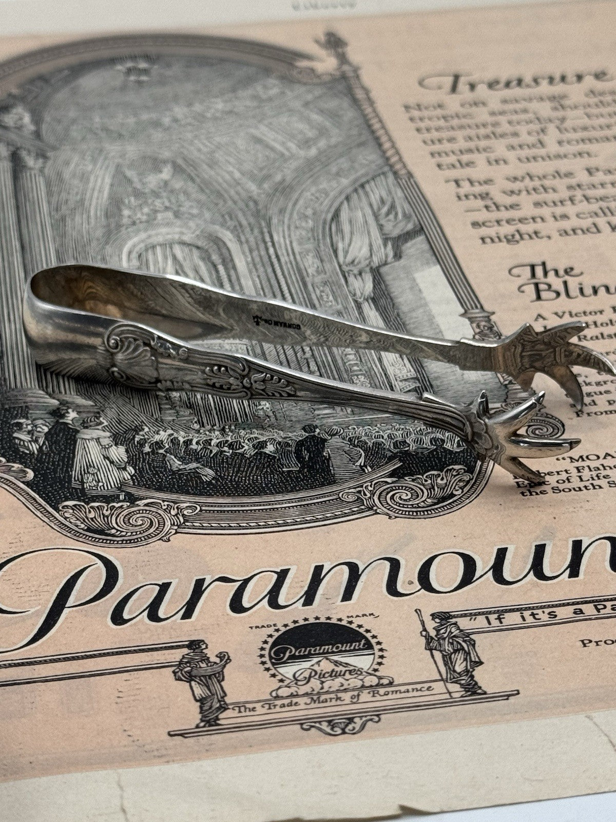 Vintage Silverplate Shell Motif Sugar Tongs GORHAM Monogram D
