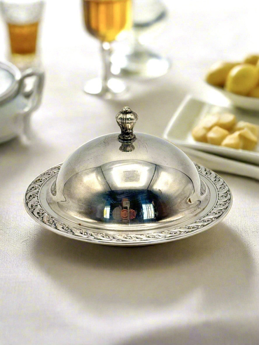 Vintage Silverplate Domed Butter Dish Includes Glass Insert