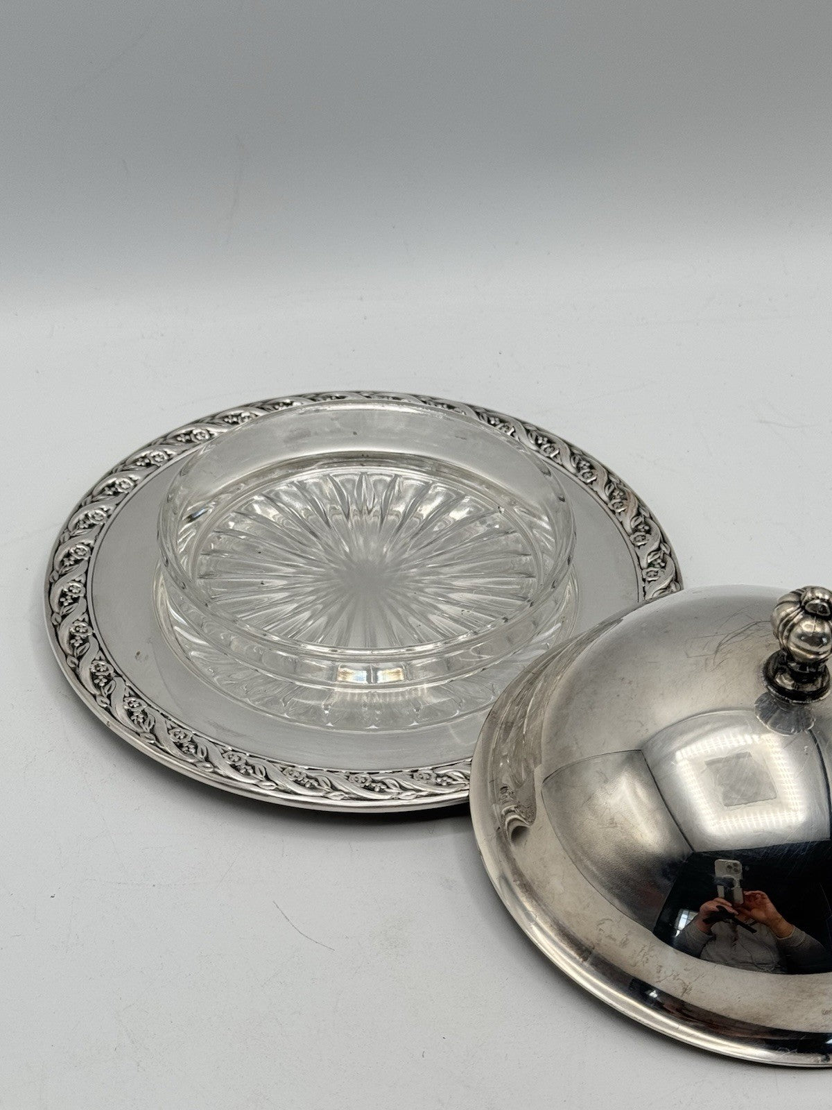 Vintage Silverplate Domed Butter Dish Includes Glass Insert