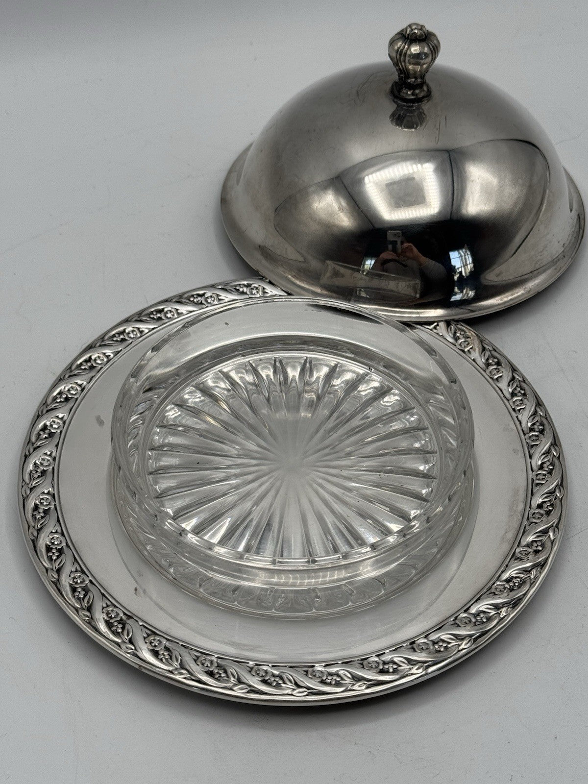 Vintage Silverplate Domed Butter Dish Includes Glass Insert