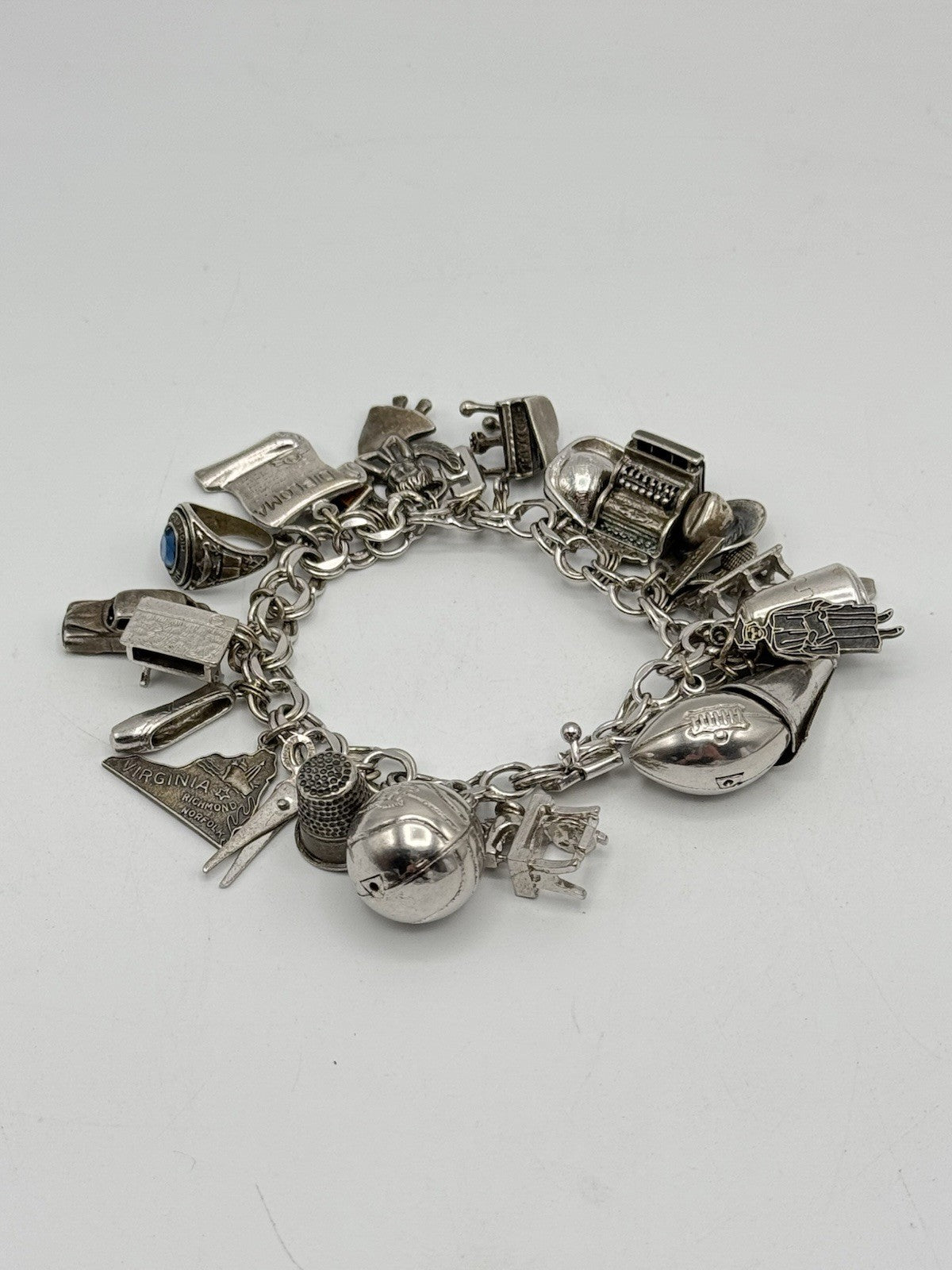 Vintage Sterling LOADED Charm Bracelet 23 Charms 6.5” ESTATE FIND