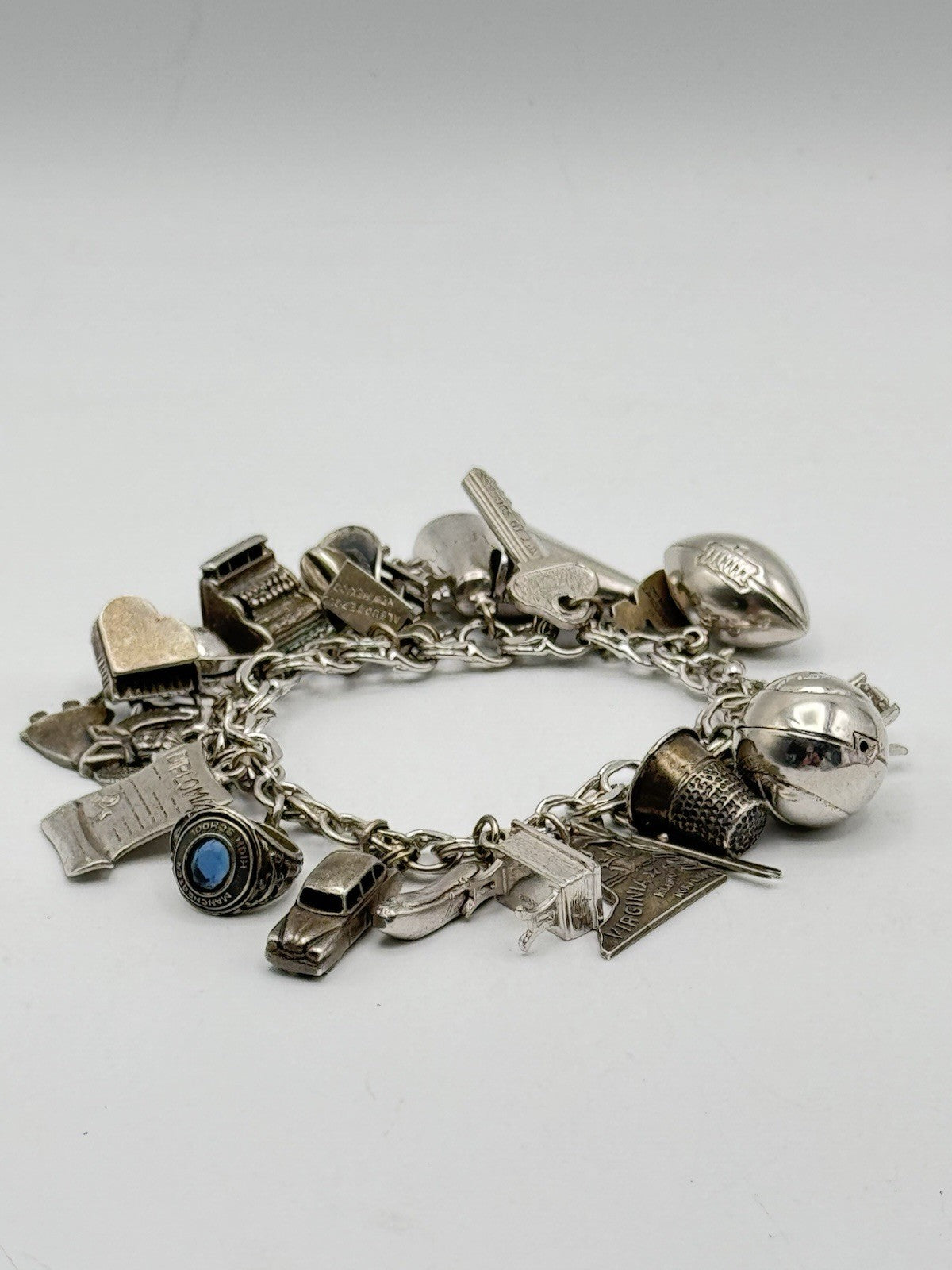 Vintage Sterling LOADED Charm Bracelet 23 Charms 6.5” ESTATE FIND