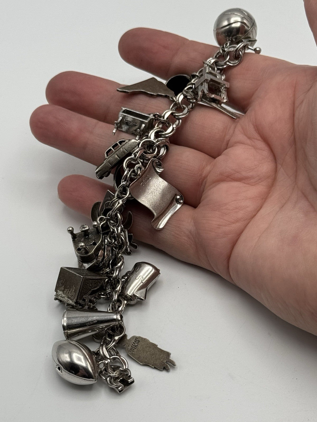 Vintage Sterling LOADED Charm Bracelet 23 Charms 6.5” ESTATE FIND