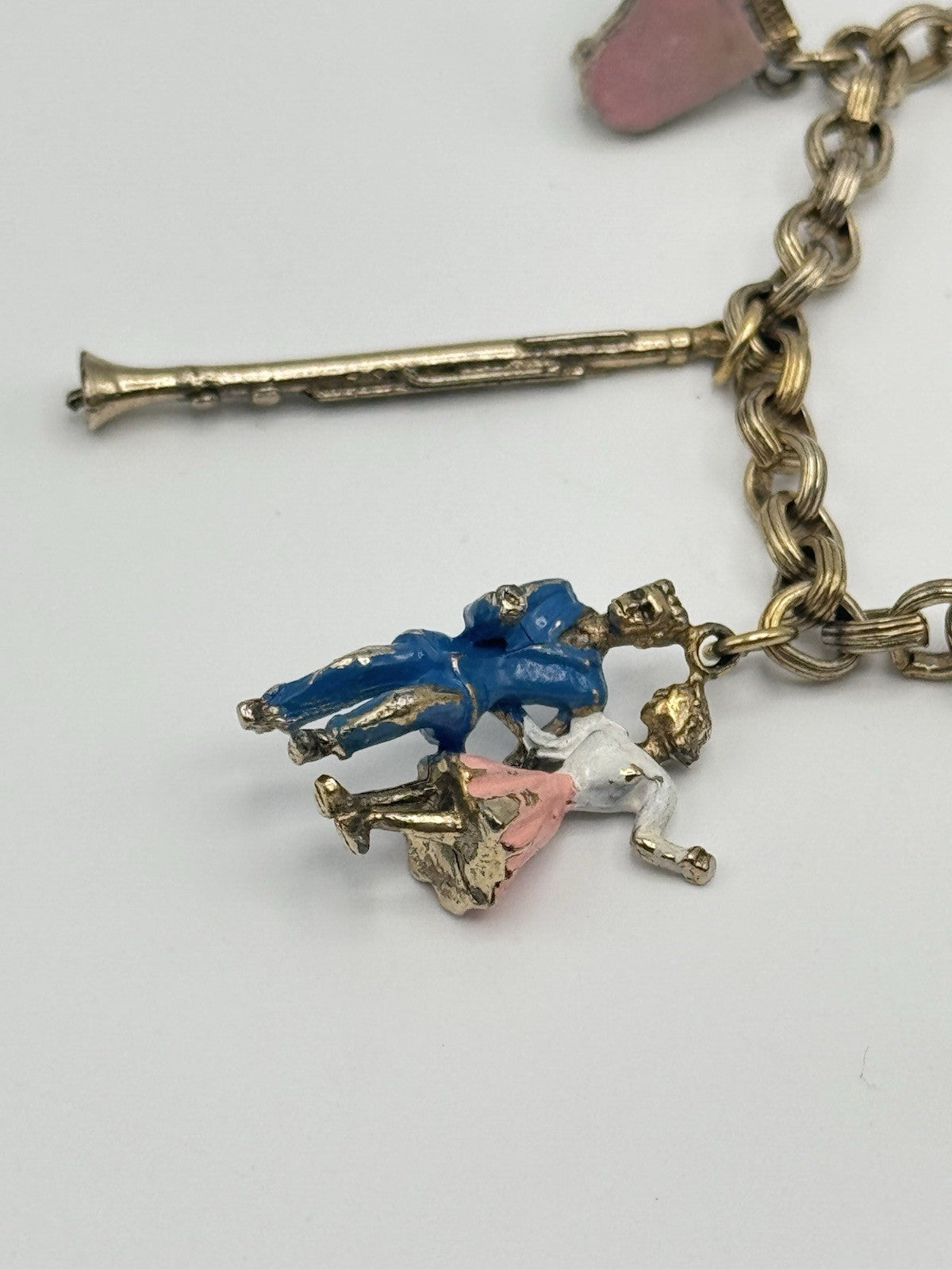 Vintage Coro Goldtone Bracelet Jazz Music Charms With Dancing Couple ESTATE FIND