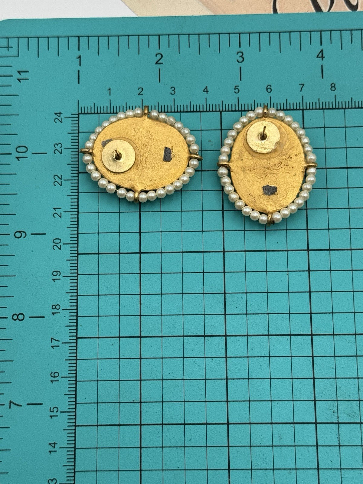 Vintage Cameo Resin Earrings Museum Shop Quality Converted To Post NO BACKS‼️